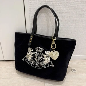 Juicy Couture Vintage Y2K Daydreamer Tote Bag Black Velour Embroidery Used Women - Picture 1 of 24