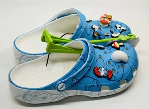 Crocs Smurfs Classic Clog Mens Size 11 Slip On Sandal Jibbitz Papa Smurfette NEW - Picture 1 of 10