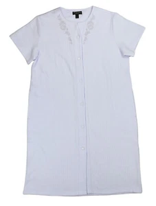 Miss Elaine Snap Front Embroidered Acctent Short Sleeve Women's Nightgown M NWT - Picture 1 of 2
