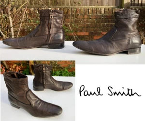 Paul Smith Ankle Boots, DARK BROWN Perforated 100% Leather (Eu 42) UK 8 VGC Rare - Picture 1 of 24