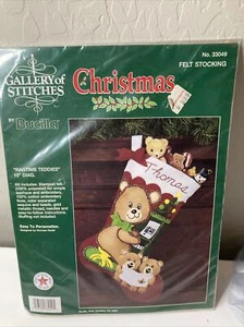 Felt Christmas Craft Stocking Kit Bucilla #33049 Ragtime Teddies Felt Stocking - Picture 1 of 9