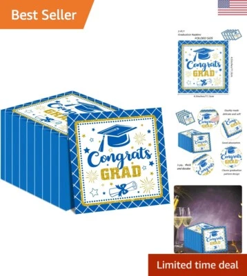 Servilletas Grad Congrats para suministros de fiesta de graduación 2024 azul felicitación gr... Foto 1 de 4