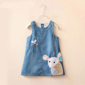 New Cute Embroidery Strap Cartoon Girls Dress Casual Birthday Party Kids Clothes - Picture 1 of 4