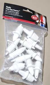 TableCraft 35W Plastic Free Flow Pourer Liquor Bottle Pourer 12 Pack, White - Picture 1 of 1