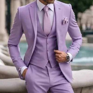 Suits Men 3 Piece Tuxedos Blazer Vest Pants Formal Male Wedding Groomsman - Picture 1 of 49