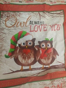 1 yds+ 4" Elizabeth's Studio Owl Be Home for Christmas Fabric Pattern #M8600(#13 - Picture 1 of 11