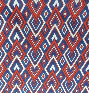 1970s Medium Double-Knit Diamond Red/Blue/White Fabric W: 62" L: 1 Yard 18" - Picture 1 of 3