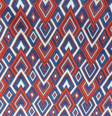 1970s Medium Double-Knit Diamond Red/Blue/White Fabric W: 62" L: 1 Yard 18" - Image 1 of 3