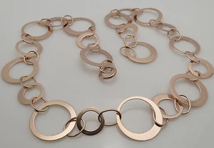 DESIGN PNEUMATICO - CATENA FANTASIA - FATTA A MANO ORAFO - ARGENTO 925 ORO ROSSO - Foto 1 di 1