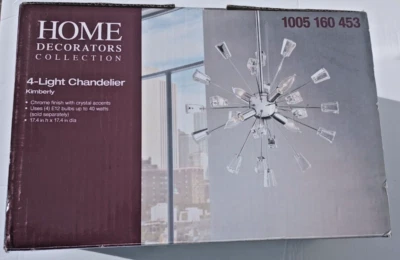 Home Decorators Kimberly 4 Light Chandelier Sputnik Starburst Chrome Crystal New - Image 1 of 4