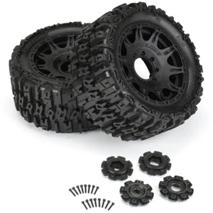 Pro-Line PRO1024010 1/6 Trencher F/R Tires Mounted w/ Raid 5.7" Black Wheels (2) - Picture 1 of 5