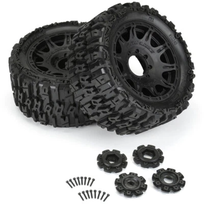 Pro-Line PRO1024010 1/6 Trencher F/R Tires Mounted w/ Raid 5.7" Black Wheels (2) - Image 1 of 4