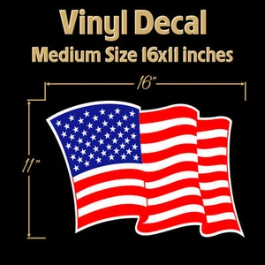 American Flag USA 16x11" Decal Sticker United States of America Waving Flying  - Picture 1 of 1