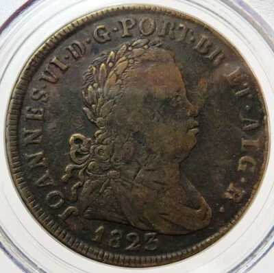 1823 PORTUGAL 40 REIS JOAO VI BRONZE COIN PCGS VERY FINE 25 - Image 1 of 3