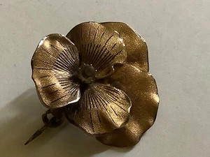 Antique P S Co. Pansy w/ Clear Stone in Center Brooch/Pin - Picture 1 of 4