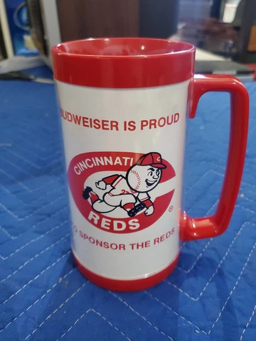 Vintage Budweiser Budman Cincinnati Reds Souvenir Mug Ships Free Cover