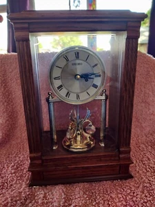 SEIKO QXN219BLH Reloj de Madera Péndulo Silencioso Cristalizado Sin Marcas. - Imagen 1 de 13