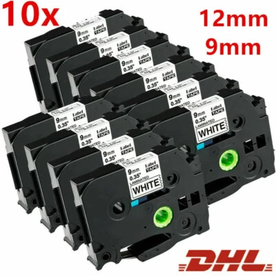 ZM-LABEL Schriftband Kompatibel für Brother Tze-231 12mm 8m P-Touch PT-E110 Schwarz/Weiß