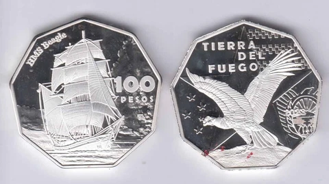 TIERRA DE FUEGO (CHILE) 100 Pesos 2023, Cu Ni Proof, unusual coin Cover