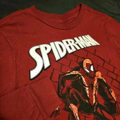Marvel Spider-man Boy's Long Sleeve Graphic Tee Red & Black Size 8 Medium - Image 1 of 4