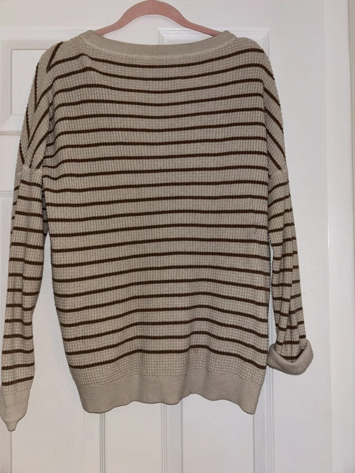 REI女式中号Co-Op面霜长袖亨利领套衫华夫格针织 — 第 1/3 张图片