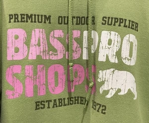 BASS PRO SHOP GREEN & PINK PULLOVER HOODIE WOMEN'S SIZE MEDIUM - Picture 1 of 4