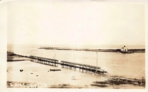 1918 CARTOLINA OREGON RPPC: VEDUTA AEREA DEL FIUME COQUILLE SANDBAR, LUCE BANDON - Foto 1 di 2