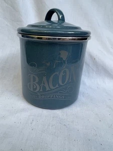 Curry Enamel on Steel Bacon Grease Can / Bacon Grease Container - 4 Inch, Blue - Picture 1 of 6