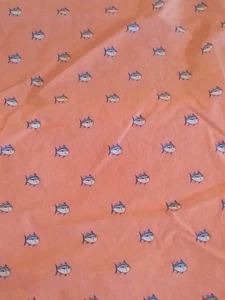 Southern Tide Skip Jack Fish Full Fitted Sheet Orange Blue White Coastal Bedding - Picture 1 of 13