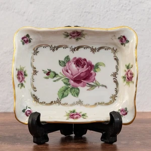 VTG Schumann Arzberg Germany Porcelain Ring /Trinket Dish Pink Roses - Picture 1 of 3