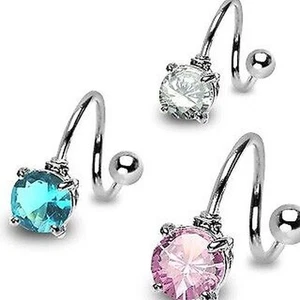Piercing Navel Spiral Rhinestone Diamante - Picture 1 of 4
