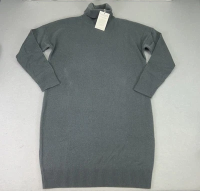 Vestido de cachemir reciclado Garnet Hill nuevo con etiquetas talla L suéter cuello alto gris carbón Foto 1 de 4