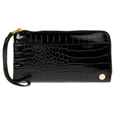 Бумажник дорожный Samantha Brown To-Go Croco с радиочастотной идентификацией и ремешком на запястье черный новый с ценниками - Изображение 1 из 4