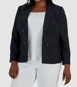 Kasper Women's Black Shawl Collar Open Front Blazer Jacket Plus Size 20W - Picture 1 of 3