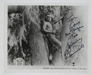 Johnny Weissmuller Signed B&W 8x10 Photo Tarzan Of The Apes Personalized Doug