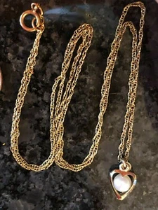 Vintage 14K Gold Gefüllte Perle Anhänger Halskette 18 Zoll Kette Juni Geburtsstein - Bild 1 von 2