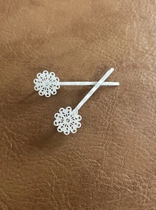 Pair Of DIY White Enamelled Filigree Hair Pin, 55mm In Length - Picture 1 of 4