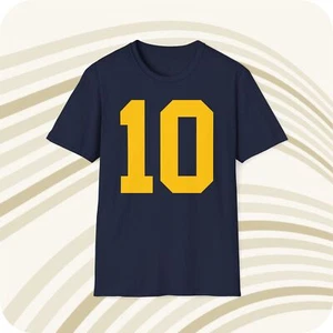 Throwbackmax Tom Brady Michigan Wolverines Jersey T-Shirt - Front & Back Print - Picture 1 of 6