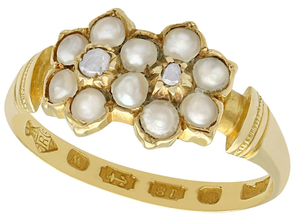 Antique Pearl and Diamond, 18k Yellow Gold Dress Ring - Image 1 of 4