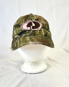 Womens Mossy Oak Baseball Cap Buckleback Hat Camo Pink Adjustment Distressed - Picture 1 of 9