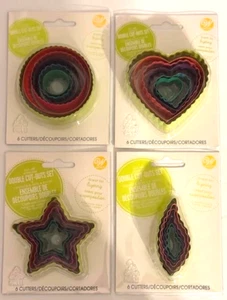 4 Wilton cut-out Fondant Cutter Sets 1 ea. Circle, Heart, Star and Leaf 2 sided - Picture 1 of 2