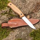 BPS Noże BS3 Bushcrafting Pełny nóż Tang ze skórzaną osłoną Stal węglowa Scandi