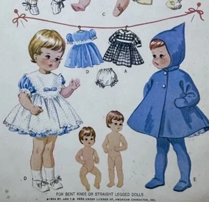 McCalls Doll Clothes Pattern 7592 for 17” Baby Toddler Dolls Uncut Vintage 1962 - Picture 1 of 7