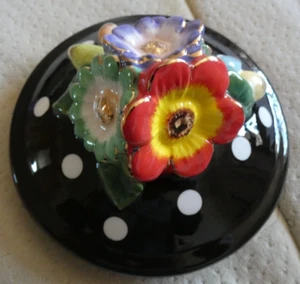 MACKENZIE-CHILDS FLORADOT CERAMIC CANISTER,NEW - Picture 1 of 3