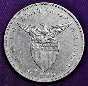 1905-s Philippines 1 Peso Silver. 204621 - Picture 1 of 2