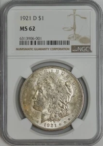 1921-D Morgan Silver Dollar $ MS62 NGC 945049-11 - Picture 1 of 4