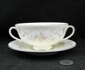 ROYAL DOULTON ROMANCE COLLECTION DIANA 2 HANDLED CREAM SOUP BOWL WITH SAUCER - Picture 1 of 2