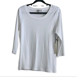 Susan Bristol White 3/4 Sleeves Women's Top Size M - Picture 1 of 5