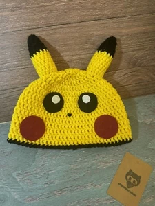 Pikachu Beanie Hat 2-5 Yrs Old Crochet Handmade - Picture 1 of 6