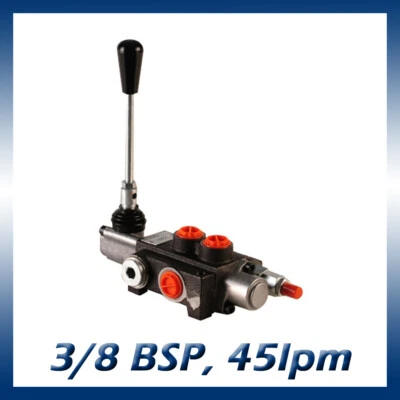 1 Bank Hydraulic Monoblock Lever Spool Valve, D/Act, 1/2 / 3/8 BSP Ported, 45lpm - Image 1 of 3